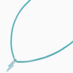 Icing Lightning Bolt Pendant Necklace Blue